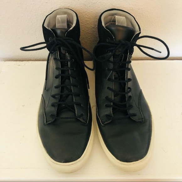 TCG Thoroughly Crafted Goods Porter Black Leather Men’s High Top Sneakers 12 - Picture 3 of 10